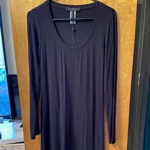 BCBG Black Long Sleeve Knit Dress with Lace Bottom